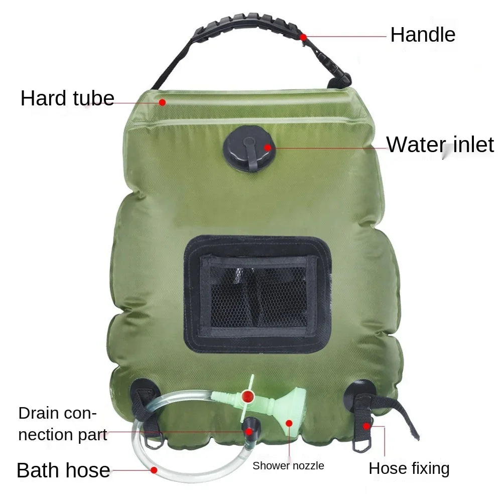20L Solar-Heated Outdoor Portable Shower Bag for Dogs - Perfect for Easy Paw Cleaning and Bathing - Ideal Outdoor Bath Tool for Pets